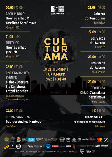 Фестивал CULTURAMA продължава с богата и пъстра програма от 20 септември до 1 октомври