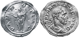 Златна монета от времето на Траян Деций